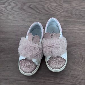 Monnalisa Pink Faux-Fur Glitter Kids Sneakers size 26